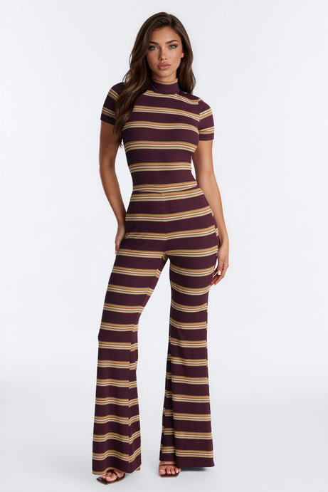 Crossing Lines Ribbed Striped Jumpsuit