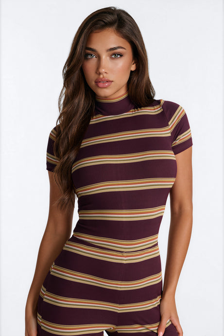 Crossing Lines Ribbed Striped Jumpsuit