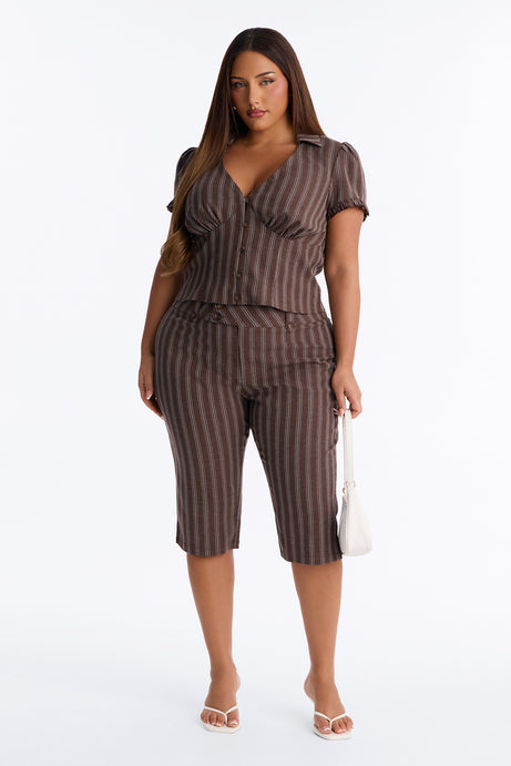 Mabel Striped Capri Set - Chocolate/Combo