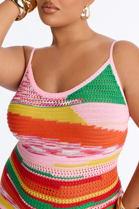 Poolside Vibing Crochet Maxi Dress - Multi Color