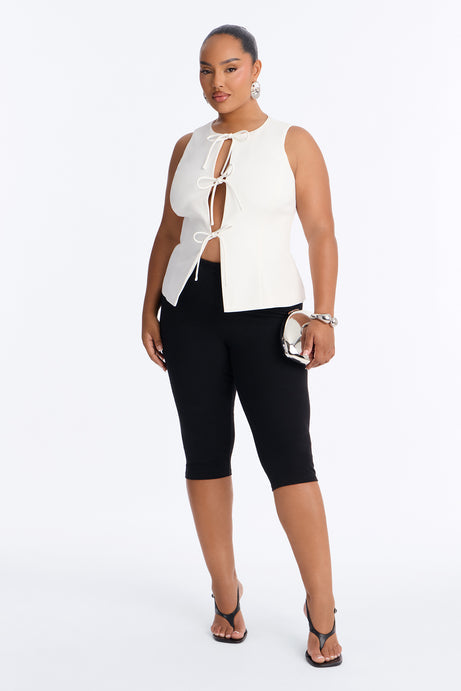 Fresh Glow Tie Front Top - Ivory