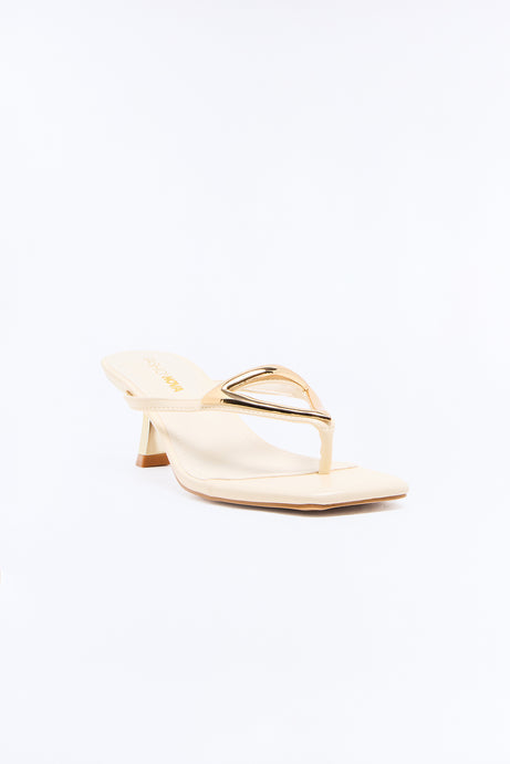 Unmatched Hardware Kitten Heels - White