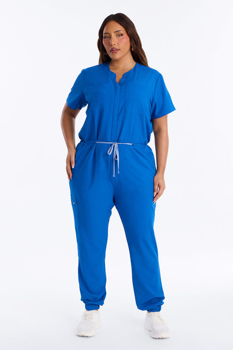Prime Care Belted Uniform Scrub Jumpsuit - Royal