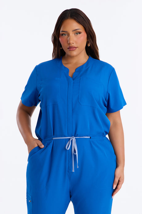 Prime Care Belted Uniform Scrub Jumpsuit - Royal