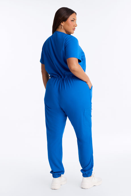 Prime Care Belted Uniform Scrub Jumpsuit - Royal