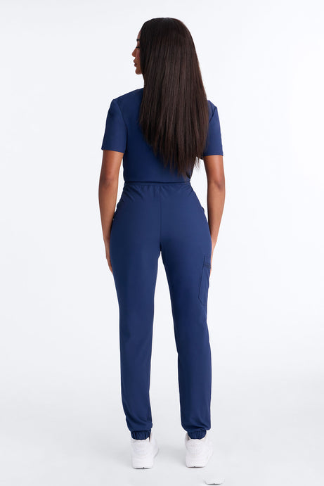 Prime Care Belted Uniform Scrub Jumpsuit - Navy