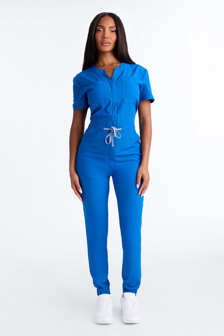 Prime Care Belted Uniform Scrub Jumpsuit - Royal