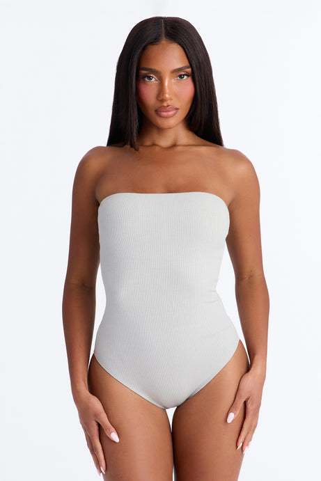 Demi Double Lined Tube Bodysuit - Light Grey