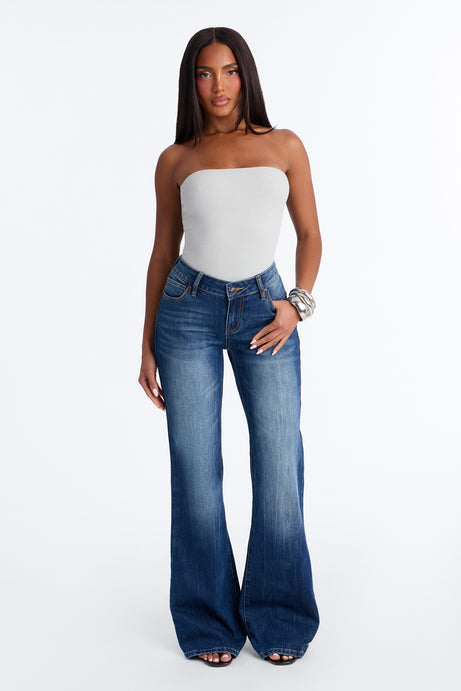 Demi Double Lined Tube Bodysuit - Light Grey