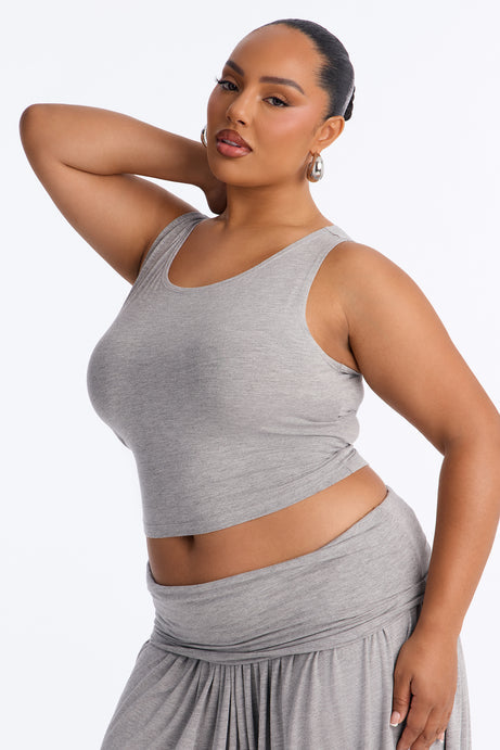 Moonchild Cropped Balloon Pant Set - Heather Grey