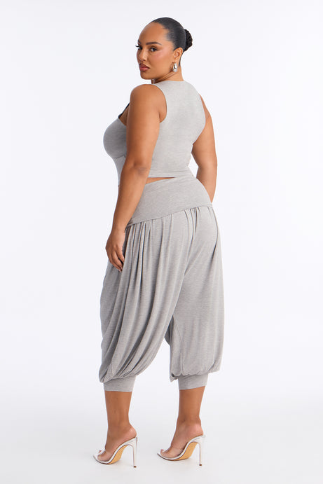Moonchild Cropped Balloon Pant Set - Heather Grey