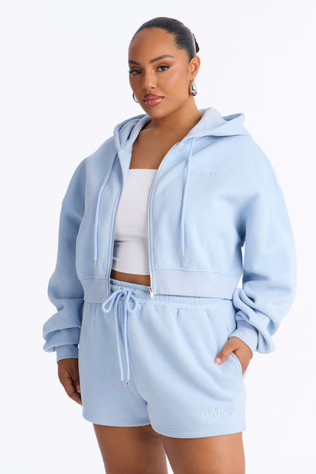 She's A Saint Cropped Fleece Short Set