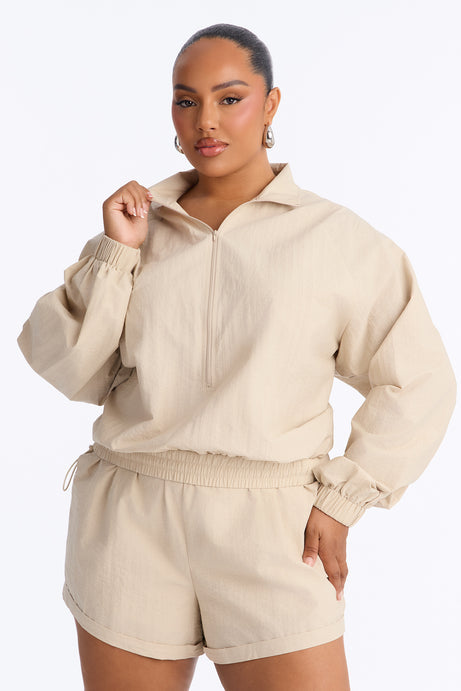 On The Move Windbreaker Long Sleeve Romper