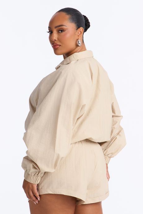 On The Move Windbreaker Long Sleeve Romper