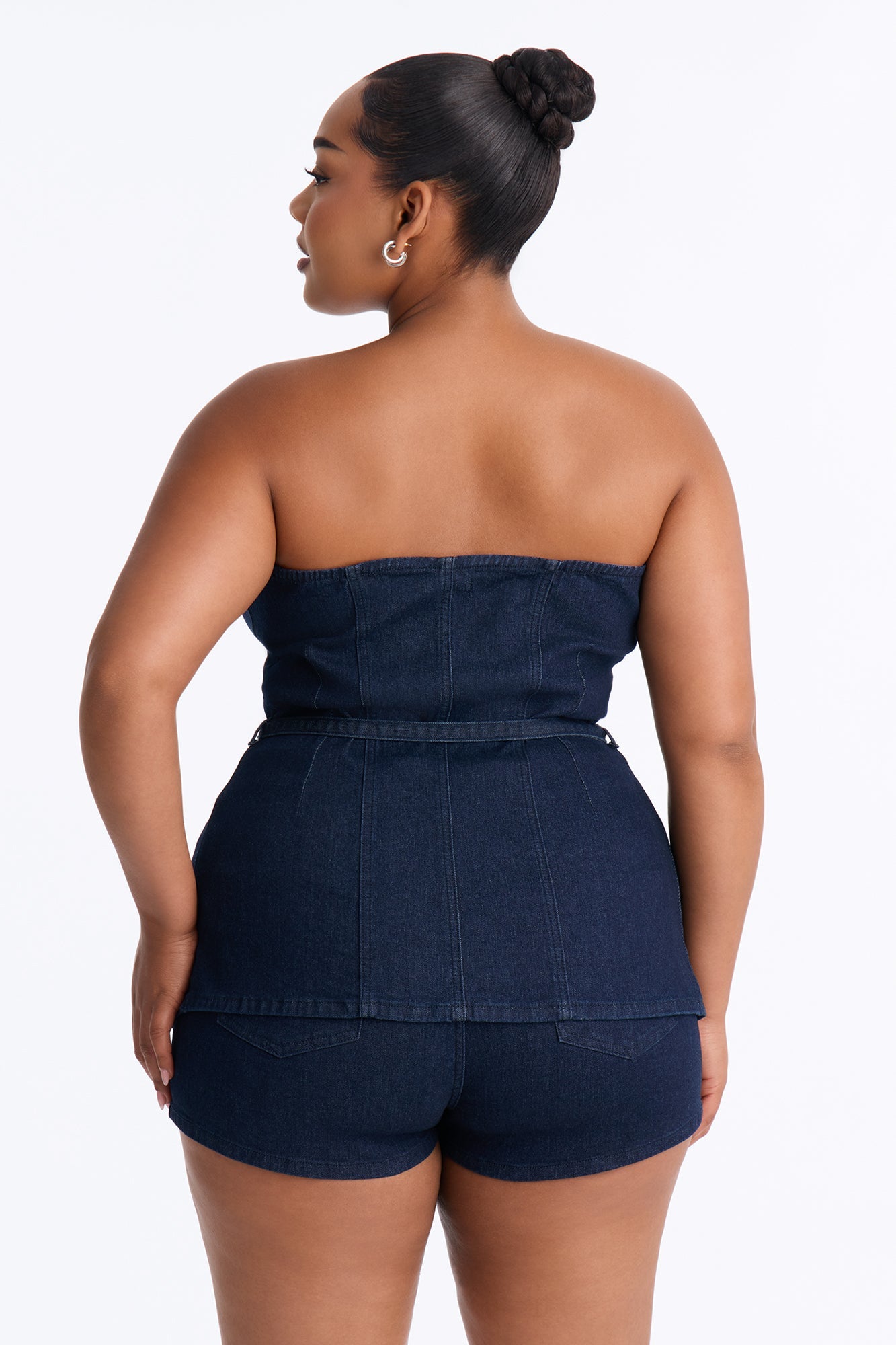Loren Belted Denim Short Set - Dark Wash