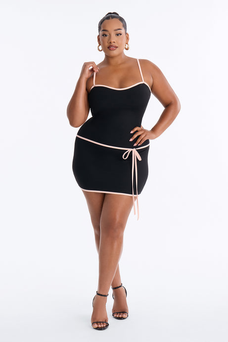Lexi Spaghetti Strap Mini Dress - Black/Pink