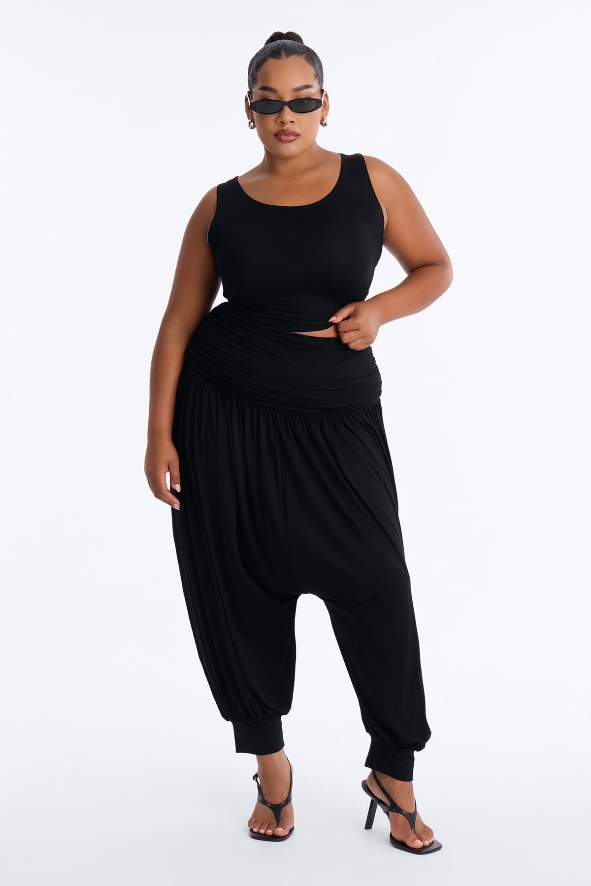 Moonchild Cropped Balloon Pant Set - Black
