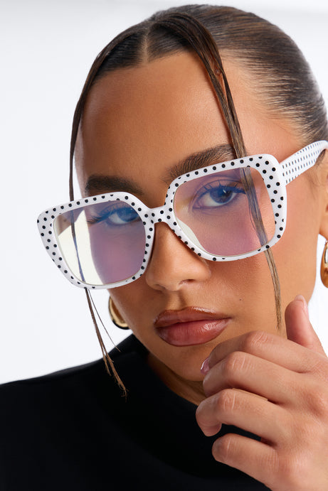 Polished Polka Dot Blue Light Glasses - White/Black