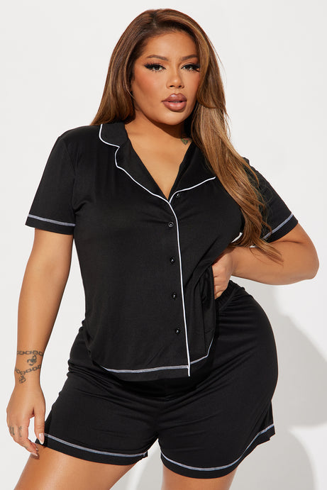 Girl's Night PJ Short Set - Black
