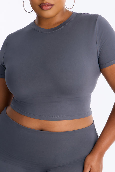 Keeping Up Foldover Waist Pant Set - Charcoal