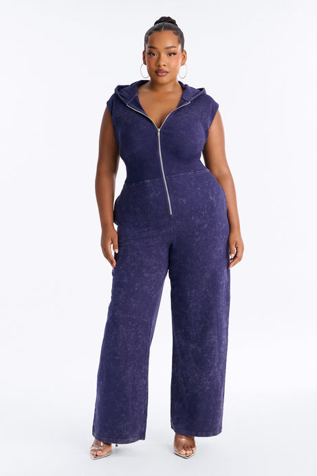 Melanie Sleeveless Hooded Terry Jumpsuit