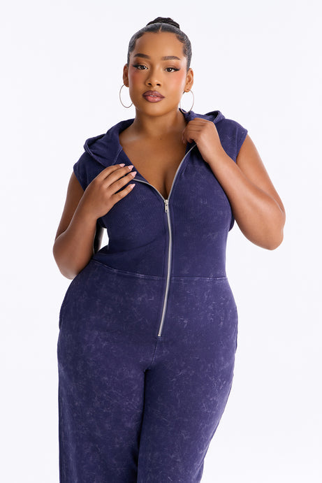 Melanie Sleeveless Hooded Terry Jumpsuit