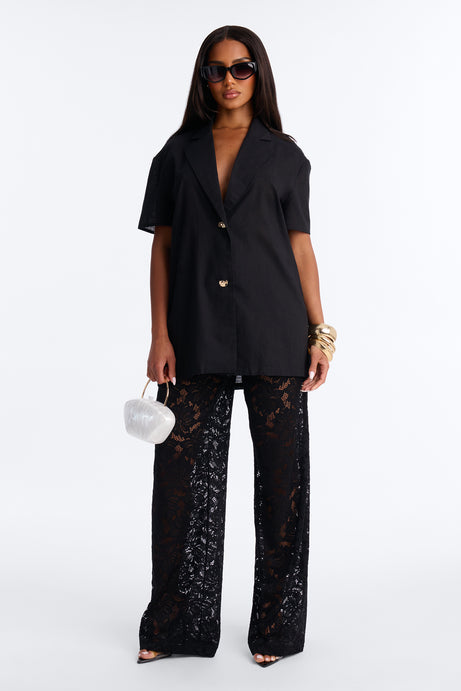 Understated Chic Laced Pant Set - Black
