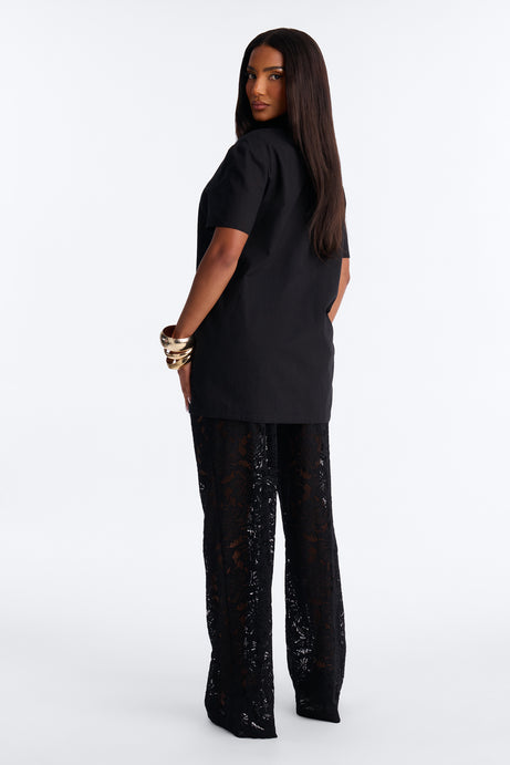 Understated Chic Laced Pant Set - Black