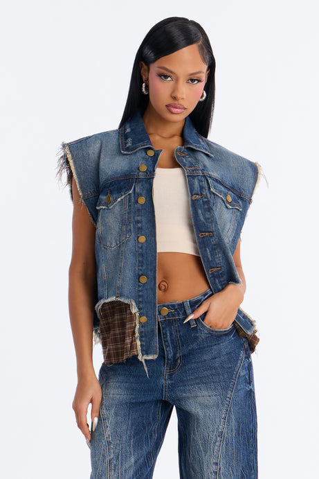 Back Alley Frayed Grunge Denim Vest