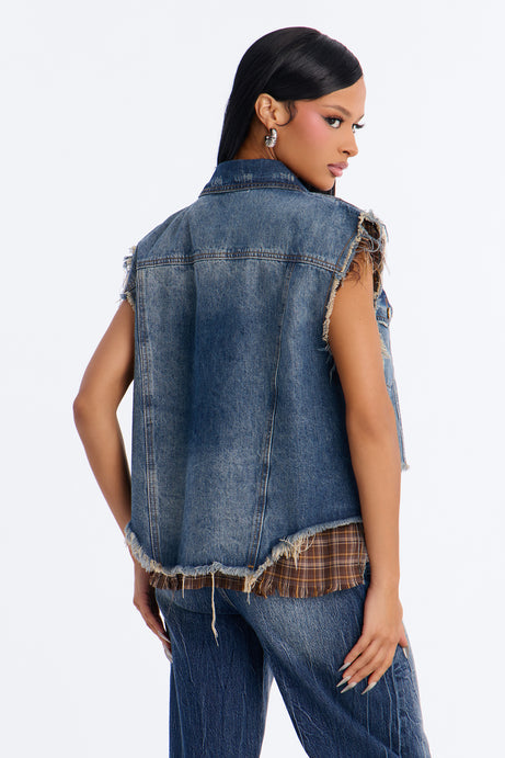 Back Alley Frayed Grunge Denim Vest