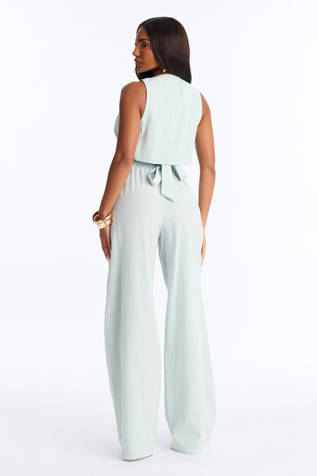 Madison Executive Linen Pant Set - Sage