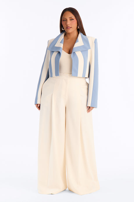Playing Mind Games Cropped Blazer - Blue/combo