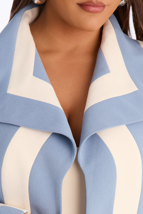 Playing Mind Games Cropped Blazer - Blue/combo
