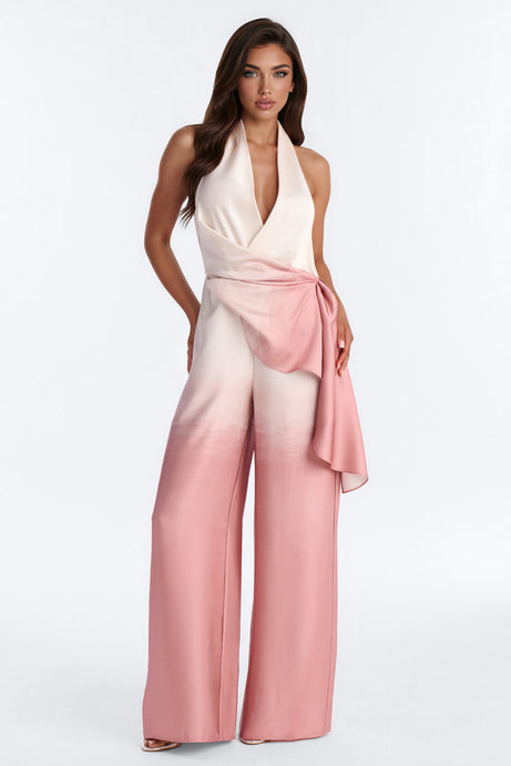 Tina Satin Ombre Draped Jumpsuit