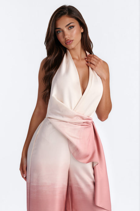 Tina Satin Ombre Draped Jumpsuit