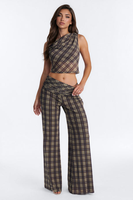 Sadie Mesh Plaid Pant Set