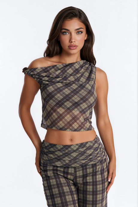 Sadie Mesh Plaid Pant Set