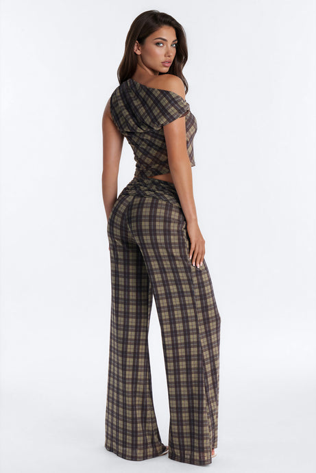 Sadie Mesh Plaid Pant Set