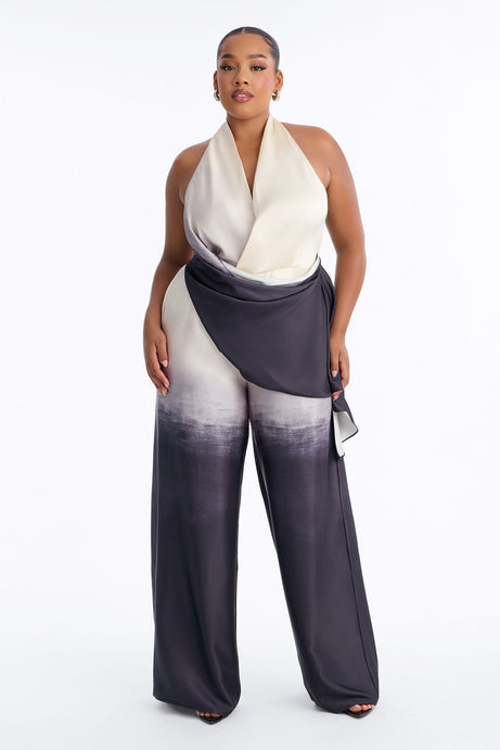 Tina Satin Ombre Draped Jumpsuit