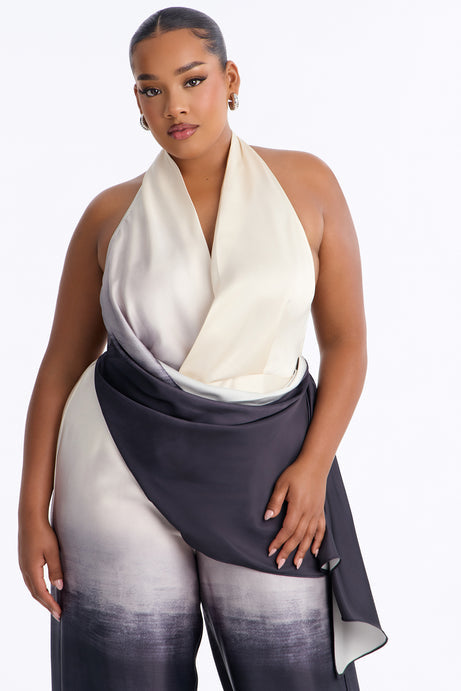 Tina Satin Ombre Draped Jumpsuit