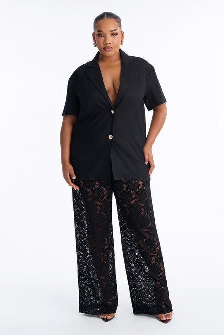 Understated Chic Laced Pant Set - Black