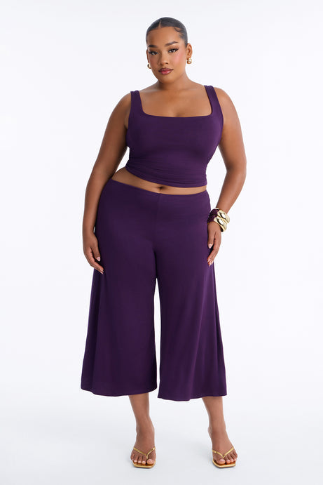 Cool Girl Gaucho Pant Set - Plum