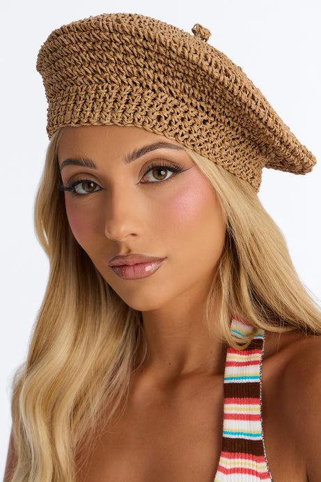 Paris In Summer Straw Beret - Natural