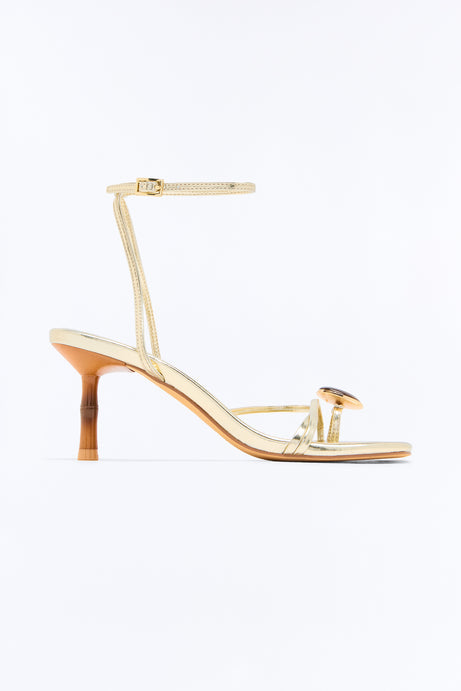 Rico Stone Toe Ring Heels - Gold