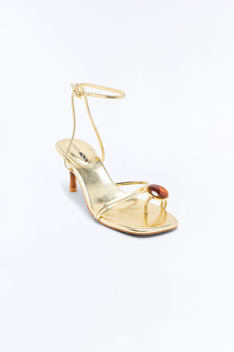 Rico Stone Toe Ring Heels - Gold