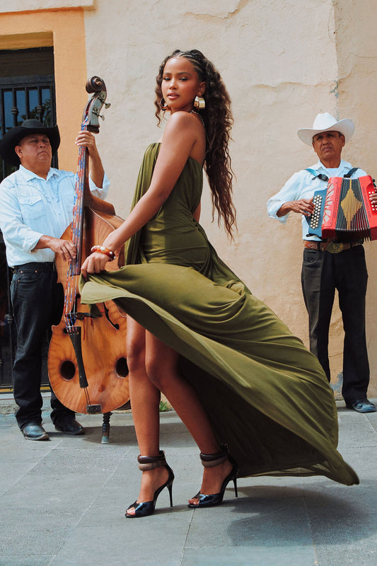 Jordynn Mesh Maxi Dress - Olive