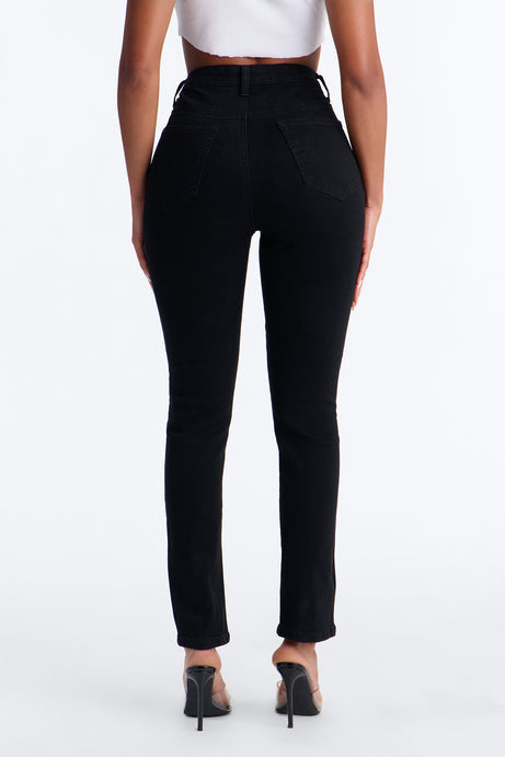 Maybe One Day Ripped Split Hem Skinny Jeans - Black