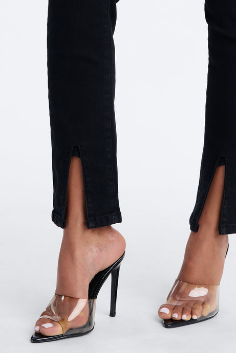 Maybe One Day Ripped Split Hem Skinny Jeans - Black