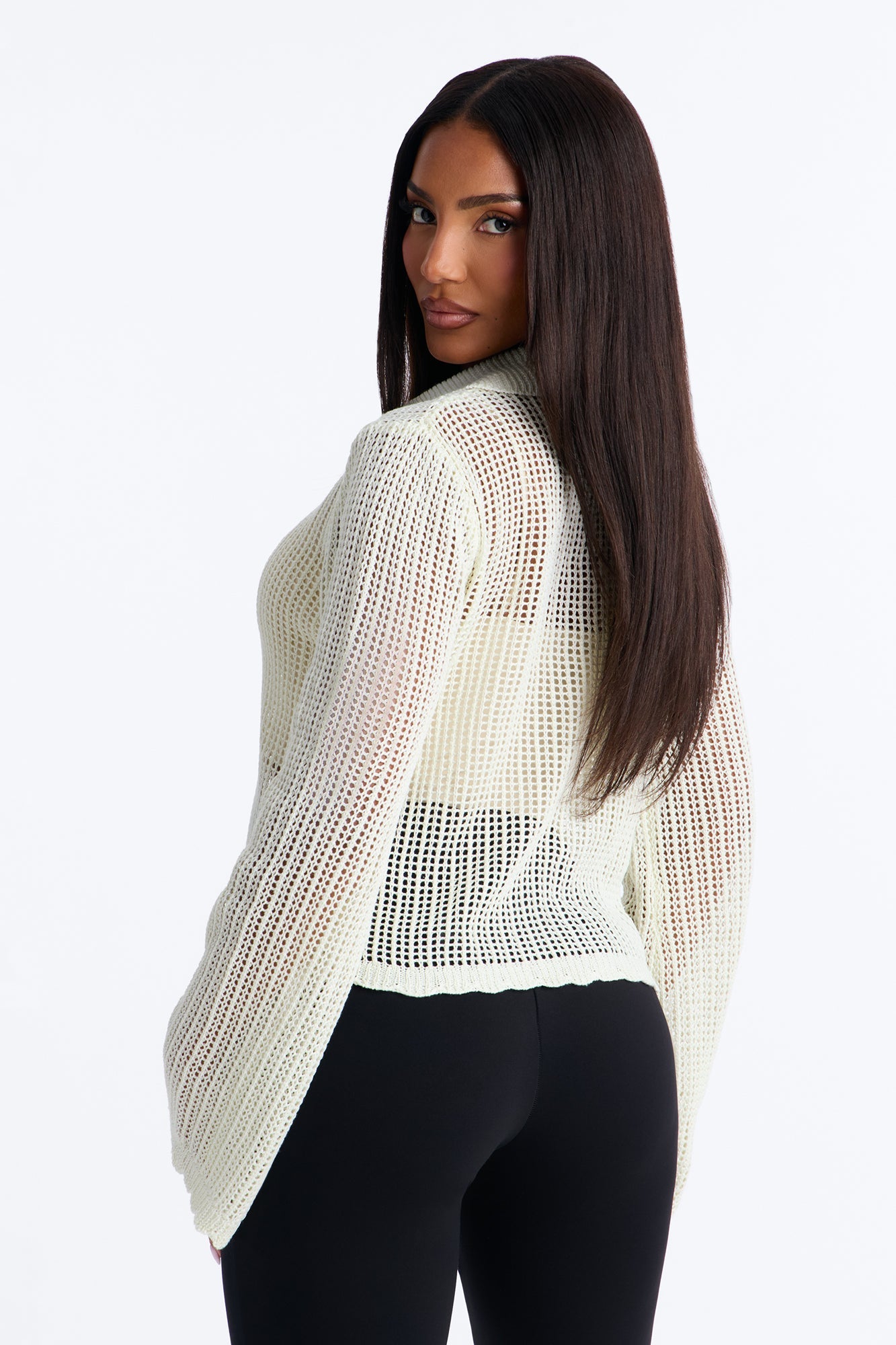 Bailey Crochet Long Sleeve Cropped Cardigan - Natural