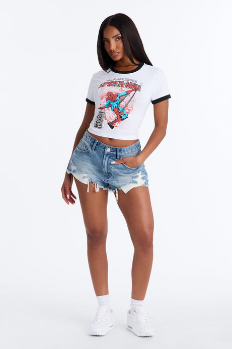 Spiderman Ringer Tee - White